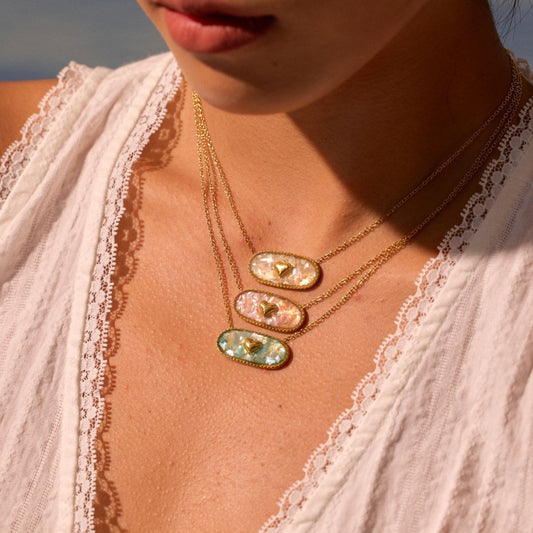 Love Heart-shaped Oil Dripping Stainless Steel Plated 18K Gold Necklace