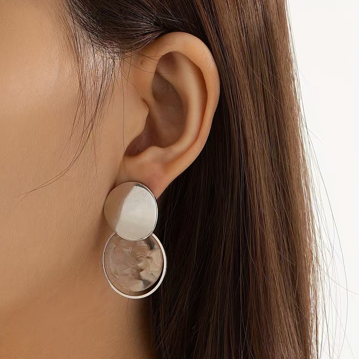 Japanese And Korean Fashion Matte Marble Pattern Earrings